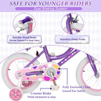 XJD Girls Bike for Toddlers 3-9 Years Old Kids, 12 14 16 Inch Kids Bike with Training Wheels, Streamers, Basket and Doll Seat