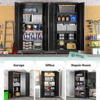 Greenvelly 73" Storage Cabinet with Wheels,Metal Rolling Garage Cabinet with Locking Doors and 4 Adjustable Shelves for Home,Kitchen,Office,Warehouse(32" W x 16" D)