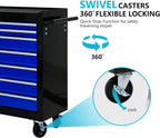 7 Drawers Rolling Tool Cart on Wheels, Multifunctional Organizer Tool Chest Tool Case , Trolley Tool Storage Tool Box for Workshop,Garage,Repair Shop (7 Drawers 24.2"W×12.9"D×29.9"H-Black&Blue)