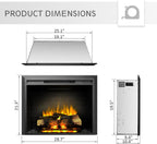 LegendFlame Carl 28" W Electric Fireplace Insert (EF262), Fireplace Heater 750/1500W, Fire Crackling Sound, Remote Control