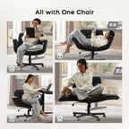 amseatec Criss Cross Chair with Armrests & Wheels, PU Leather Vanity Chair, Comfortable Adjustable Swivel Computer Office Desk Chairs for Home, Make Up, Bed Room (Black)