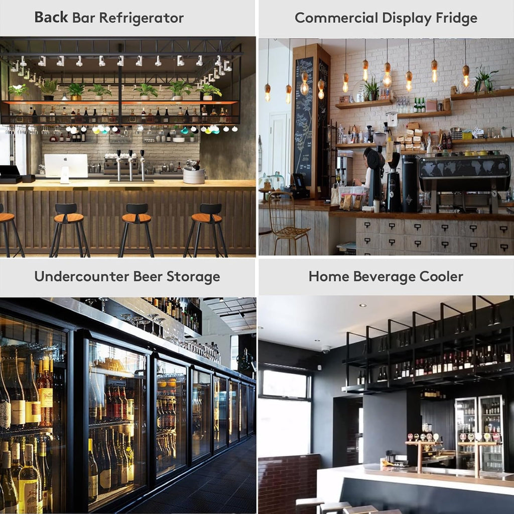 BODEGACOOLER Back Bar Cooler With 2 Glass Doors,7.4 Cu.Ft Commercial Counter Height Beverage Refrigerator,Display Bar Fridge with LED Lighting,21 inch Beverage Cooler for Store,Lobby,Restaurant,Clubs