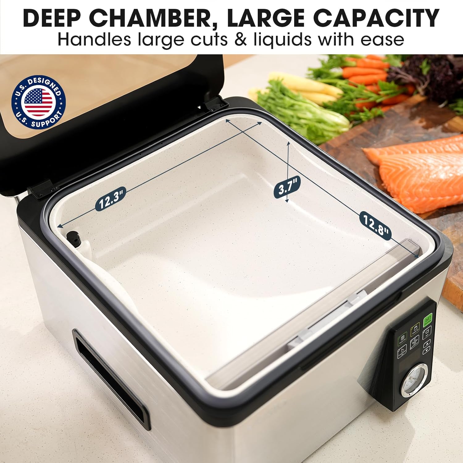 Vesta Precision 12” Chamber Vacuum Sealer, Smart Auto Vacuum Time, Easy-to-Clean System, Commercial-Grade Pump, Deep Chamber for Liquids, Meats, Mason Jars & Sous Vide, V553