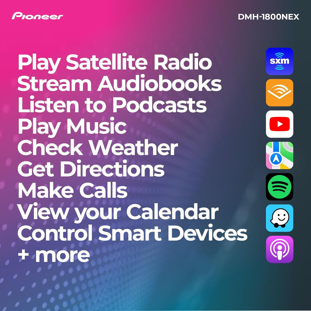Pioneer DMH-1800NEX 6.8" Double-Din Digital Multimedia Receiver - Built in Bluetooth  Wired Apple CarPlay and Android Auto  Touchscreen  Rear Camera Input
