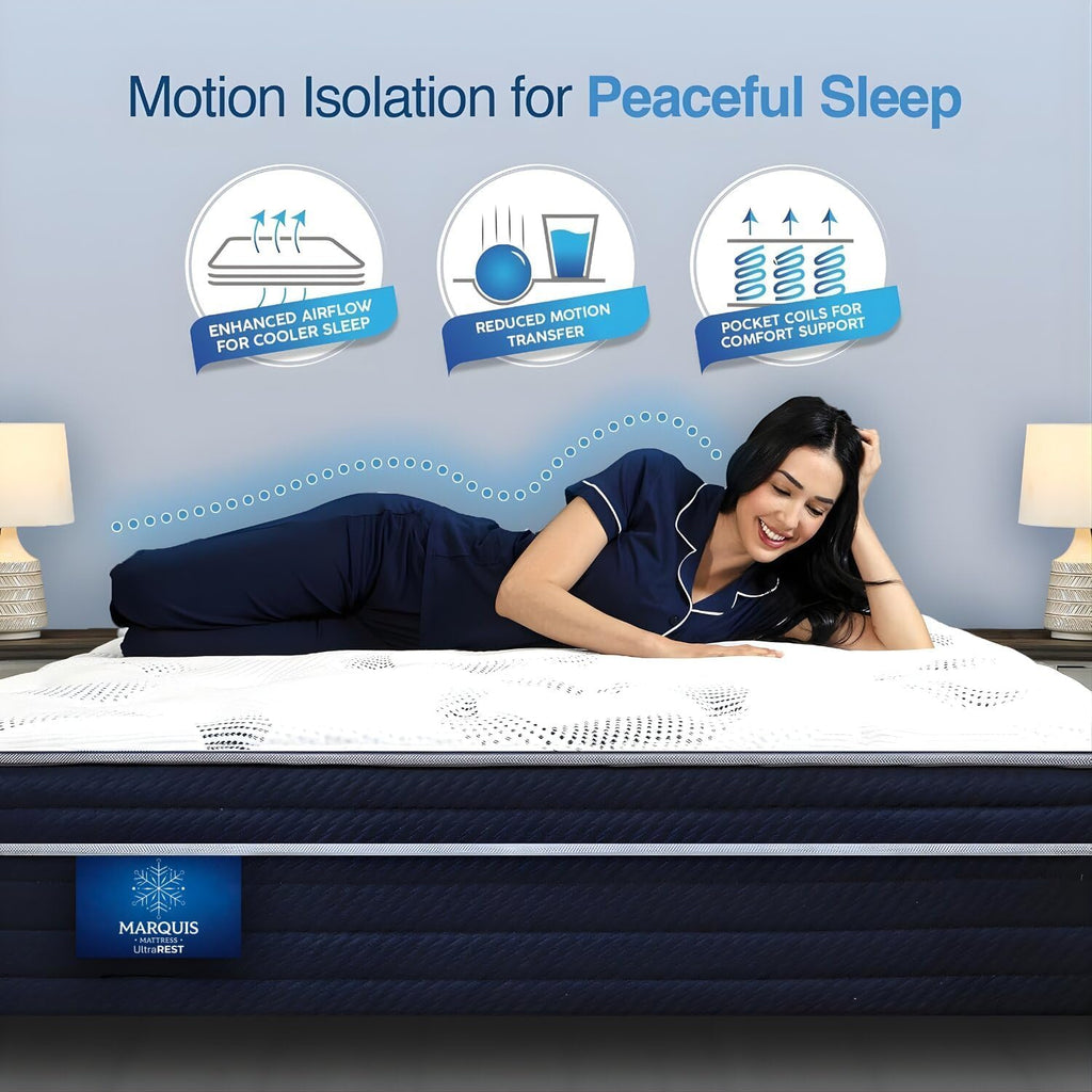 UltraRest 14" Plush Hybrid King/Made In USA/Cool Touch Cover & Cooling Gel Memory Foam/TriZoned Ind Wrapped Coils for Motion Isolation and Pressure Relief/CertiPUR-US Certified/10-Year War