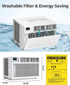 Window Air Conditioner, 8000 BTU Window AC Unit, Cool Rooms up to 350 Sq.Ft., 6-in-1 Modes,24H Timer, Energy Saving, Remote Control, Perfect for Bedroom, Apartment, Living Room, Office