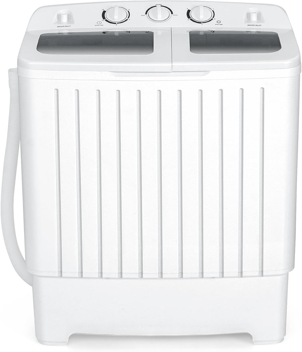 COSTWAY Portable Washing Machine, Twin Tub 20 Lbs Capacity, Compact Laundry Washer(12 Lbs) and Spinner(8 Lbs), Durable Design, Timer Control, Perfect for RV, Apartments and Dorms, Grey+White