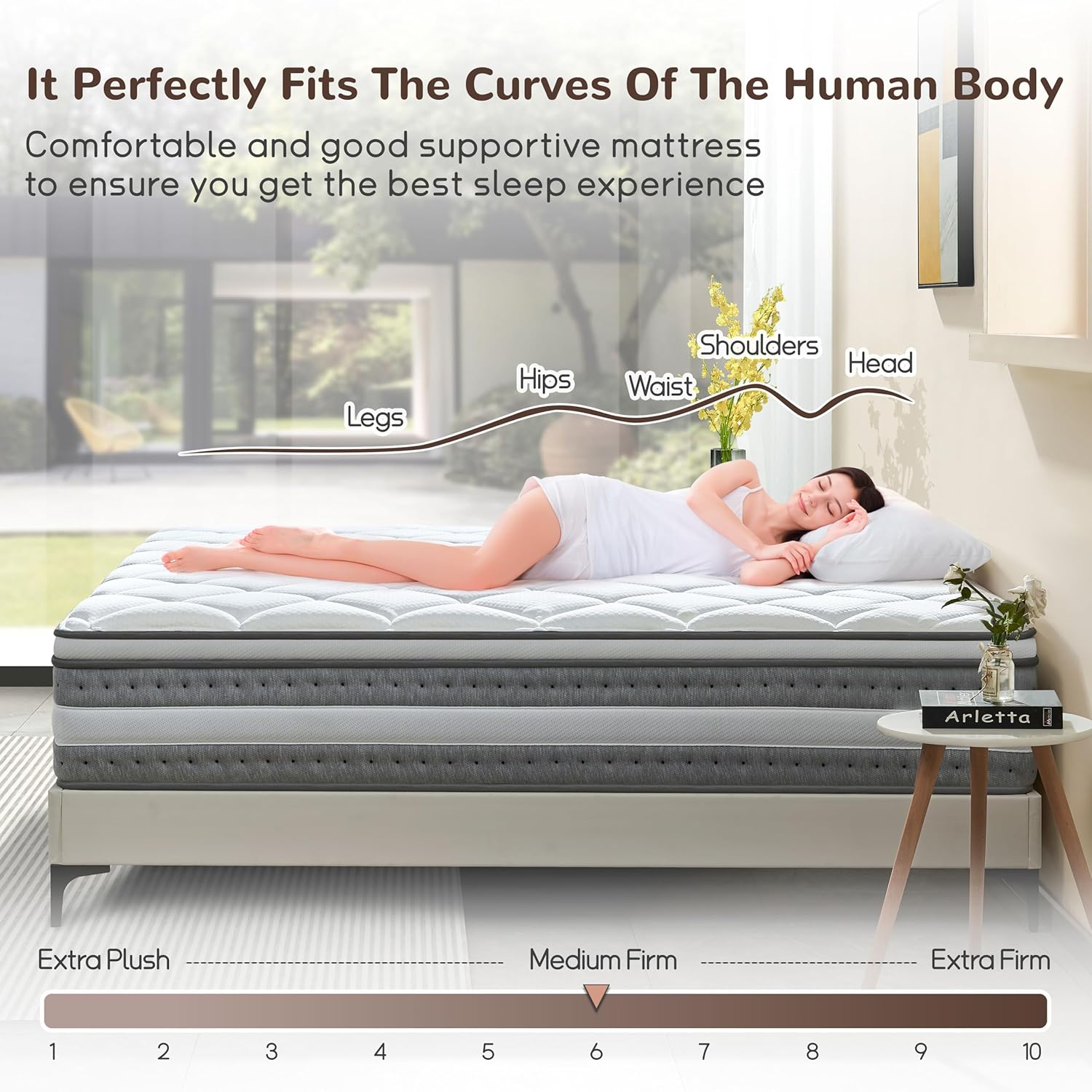 King Mattress, 14 Inch King Size Hybrid Mattresses with Memory Foam and Individual Pocket Spring for Motion Isolation, Pressure Relief, Medium Firm Mattress in a Box, 76 * 80 * 14