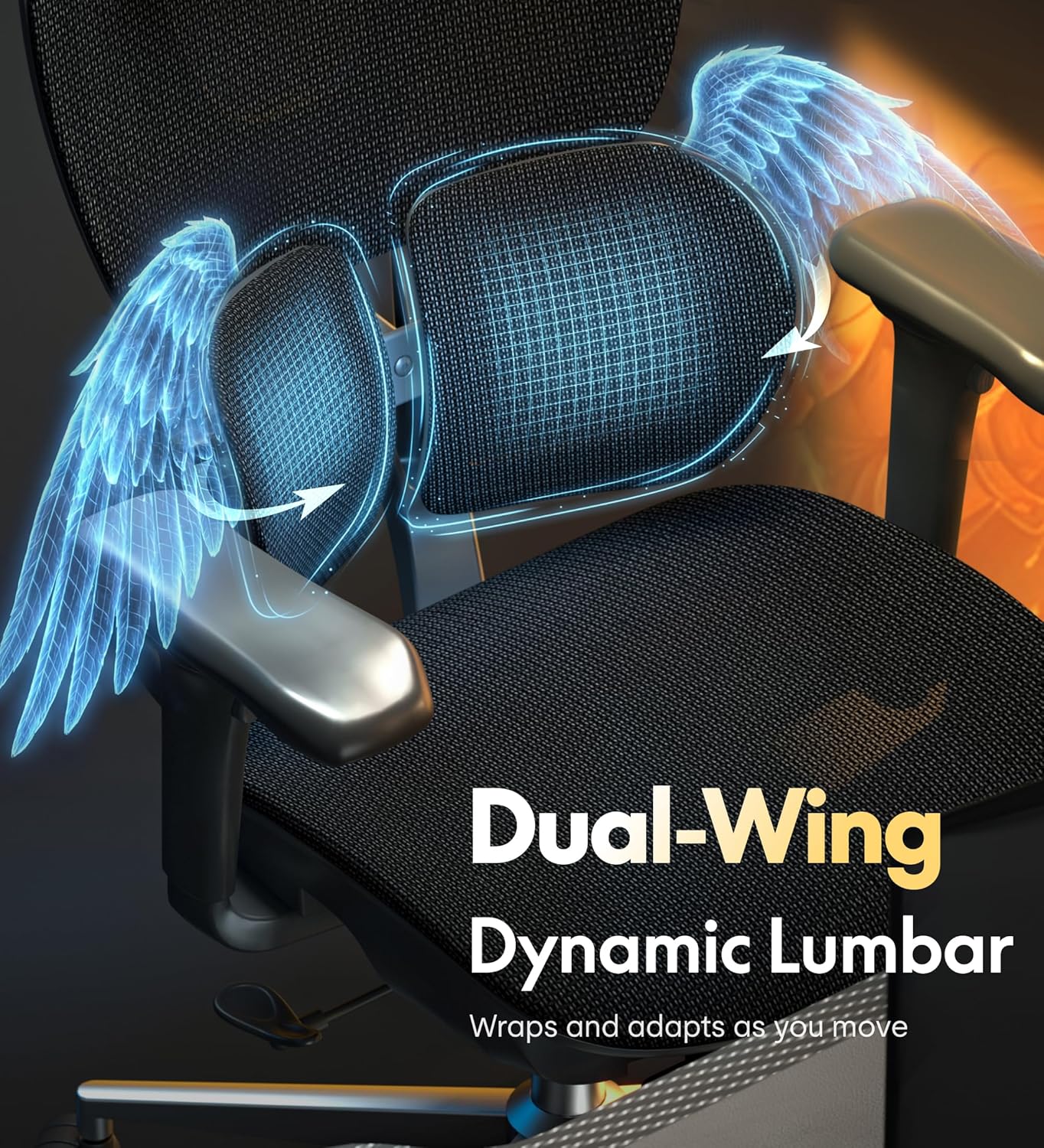 FLEXISPOT Sentinel Ergonomic Gaming Chair with Dual-Wing Adaptive Lumbar, 3D Armrests 3-Position Recline up to 120° Height-Adjustable Backrest Premium Mesh Computer Office Chair for Home & Office