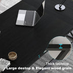 LVB 70.8" Black Computer Desk, Large Industrial Pc Study Home Office Desk, Long Modern Wood Gaming Work Writing Desk for 2 Person, Farmhouse Double Workstation Executive Desk with Storage in Bedroom