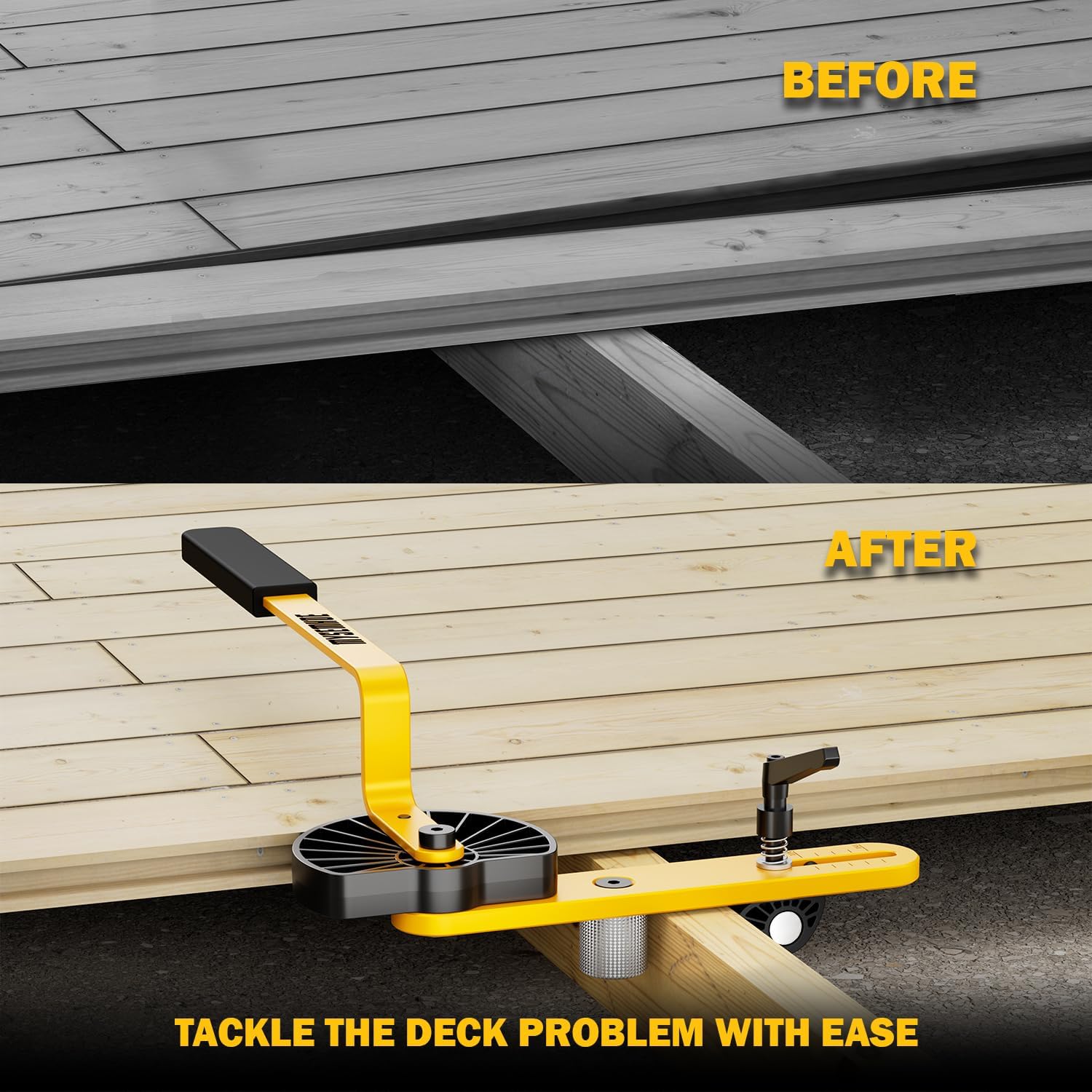 Deck Board Straightener Tool - Heavy Duty Straightener Tool, Quick Install & Foldable Design to Correct Gaps & Misalignment in Seconds, Upgraded