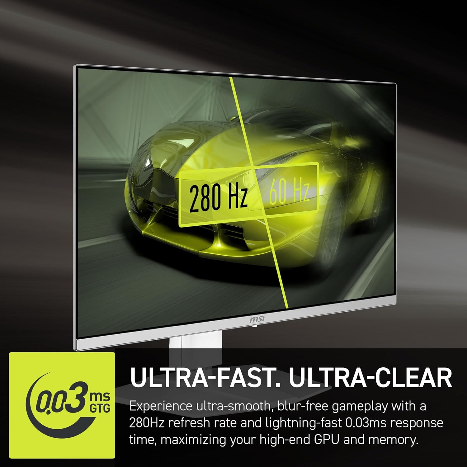 msi MAG 272QPW QD-OLED X28 27-inch 2560 x 1440 (QHD) Gaming Monitor  280Hz  Adaptive-Sync  HDR Ready  HDMI  VGA Port  VESA Mountable  Tilt  4-Side Slim Bezel  0.03ms  White