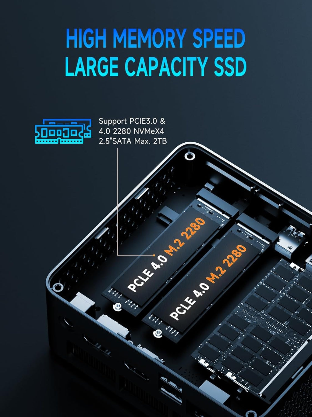 Bmax B9 Plus Mini PC with 12th Gen Intel Core i5-1235U | 24GB DDR5 RAM | 512GB NVMe SSD | Windows 11 | 2 x USB 3.2 | 4K Display Support | Wi-Fi 6 | Dual SSD Slots | Intel Mini Desktop Computers