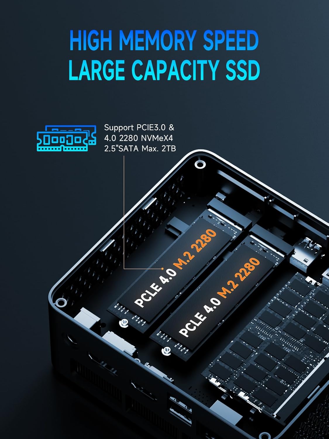 Bmax B9 Plus Mini PC with 12th Gen Intel Core i5-1235U | 24GB DDR5 RAM | 512GB NVMe SSD | Windows 11 | 2 x USB 3.2 | 4K Display Support | Wi-Fi 6 | Dual SSD Slots | Intel Mini Desktop Computers
