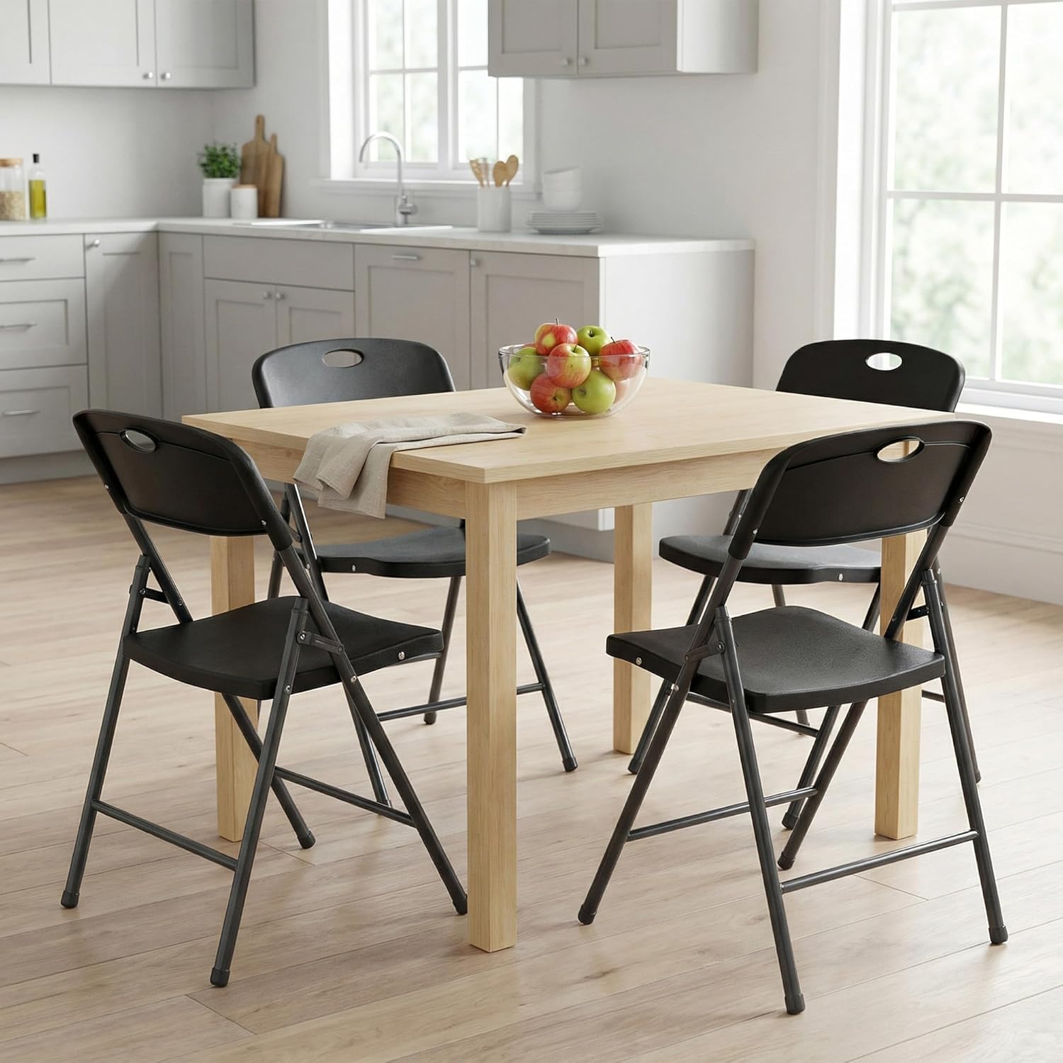 DUMOS 10 Pack Folding Chairs Heavy Duty - Plastic Stackable Portable Dining Chairs Set, Wedding, Party, Patio, Garden, for Indoor Outdoor, for Home and Office, Conference, Black