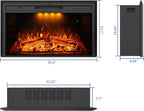 36 inch Wide 21 inch High Electric Fireplace, Wall Fireplace Electric with Remote Control, Realistic Log and Crackling Sound, Overheating Protection and Timer, 750/1500W Black
