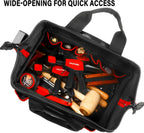 HAUTMEC 2-Piece Rolling Tool Bag Set, 15" Wheeled Tool Bag & Wide Mouth Tool Tote, Heavy-Duty Tool Storage Organizer with Durable Off-Road Wheel, Steel Telescoping Handle & Shoulder Strap – HT0288