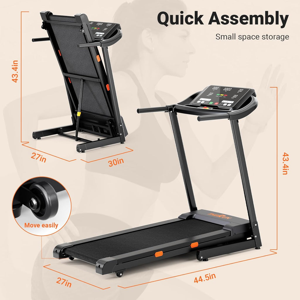 THERUN Incline Treadmill, 0-12% Auto Incline Treadmill for Running and Walking, 300 lbs Weight Capacity, Wide Belt,3.0HP,18" LED Screen, 2 Layers Shock-Absorbing
