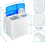 Giantex Portable Washing Machine, Twin Tub Washer and Dryer Combo, 13lbs Compact Mini Laundry Clothes Washer, Built-in Drain Pump, Semi-Automatic Wash and Spin Cycle for Apartment Dorm Camping RV