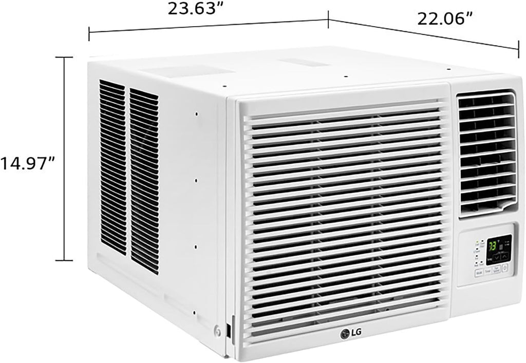 LG 12,200 BTU Window Air Conditioner with Supplemental Heat, 230/208V, Cools 570 Sq.Ft. (19' x 30' Room Size), Electronic Controls with Remote, 2 Cooling, Heating & Fan Speeds, Slide in-Out Chassis