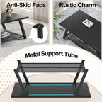 FOLUBAN Black Coffee Table with Storage, Modern Rustic Wood and Metal Coffee Tables for Living Room, 2-Tier Industrial Rectangle Cocktail Tea Table, 47 Inch