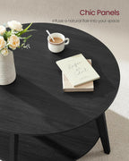 VASAGLE MAEZO Collection - Round Coffee Table, 2-Tier Center Table with Storage, Tapered Legs, Curved Transitions, 31.5 Dia. x 17.7 H Inches, Easy Assembly, for Living Room, Charcoal Gray ULCT243B22