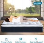 Queen Mattress, 12 Inches Pillow Top Hybrid Queen Mattress in a Bag, Memory Foam Pocket Spring Bed for Medium Firm Support