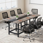 LITTLE TREE 39-Inch Square Small Conference Room Table for 4 People, Wood Computer Desk for Home Office, Small Space (Chair not Included)