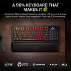 Corsair Vanguard 96 Wired Mechanical Gaming Keyboard – 96% Layout, MLX Fusion Tactile Switches, 8000Hz Polling, LCD Display, Virtual Stream Deck, G-Keys, SOCD Flashtap, QWERTY US – Black