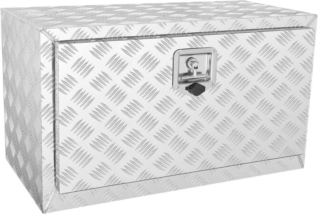 VEVOR Underbody Truck Box, 30"×14"×16" Pickup Storage Box, Heavy Duty Aluminum Diamond Plate Tool Box with Lock and Keys, Waterproof Trailer Storage Box with T-Handle Latch for Truck, Van, Trailer
