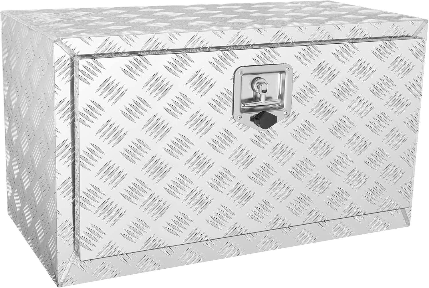 VEVOR Underbody Truck Box, 30"×14"×16" Pickup Storage Box, Heavy Duty Aluminum Diamond Plate Tool Box with Lock and Keys, Waterproof Trailer Storage Box with T-Handle Latch for Truck, Van, Trailer