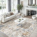 12x18 ft Extra Large Living Room Rug – Washable Modern Abstract Neutral Oversize Rugs for Bedroom,Dining Room,Family Room – Non-Slip Low-Pile Thin Stain-Resistant Carpet（Blue Brown）