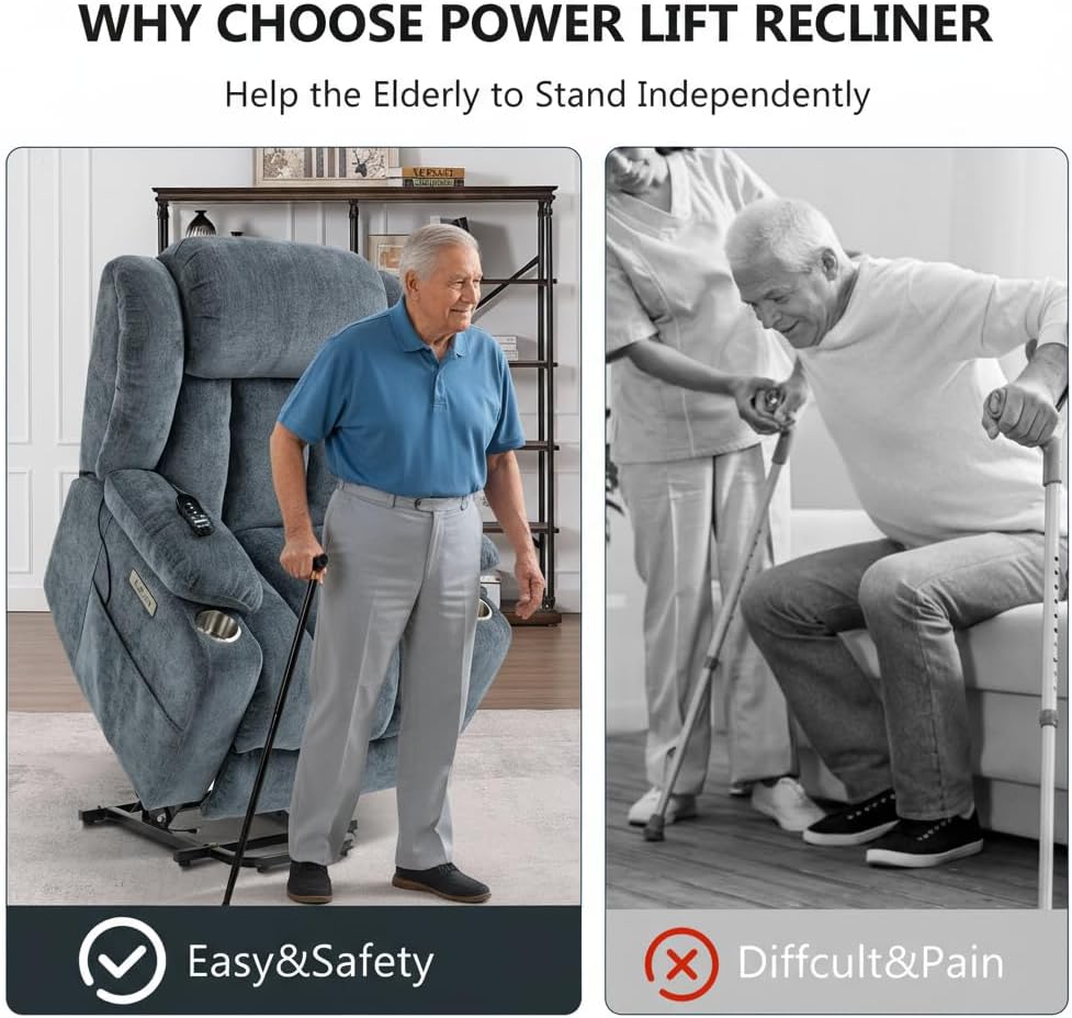 PELUMY Power Lift Recliner Chair for Elderly (Blue Gray)