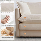 mikibama Luxury Loveseat Sofa Couch, 76" Modern Chenille Deep 2-Seater Cloud Couch with 2 Armrest Pillows and 2 Toss Pillows, Love Seat for Living Room Bedroom Office Apartment, Light Coffee