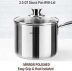 HOMICHEF 14-Piece Nickel Free Stainless Steel Cookware Set - Nickel Free Pots and Pans Set - Non-Toxic, Healthy Induction Cookware