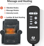 MCombo Triple Motor Power Lift Recliner Chair with Massage and Lumbar&seat Heating, Rolled Arms, Adjustable Headrest for Elderly People, Fabric 7888 (Dark Grey, Medium)