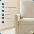 Nurture& Montauk Power Glider Recliner – Premium Nursery Recliner Chair with USB‑A/C, Adjustable Headrest & Gentle Glide, Stain‑Resistant Upholstery, Comfortable & Space‑Smart, Ivory