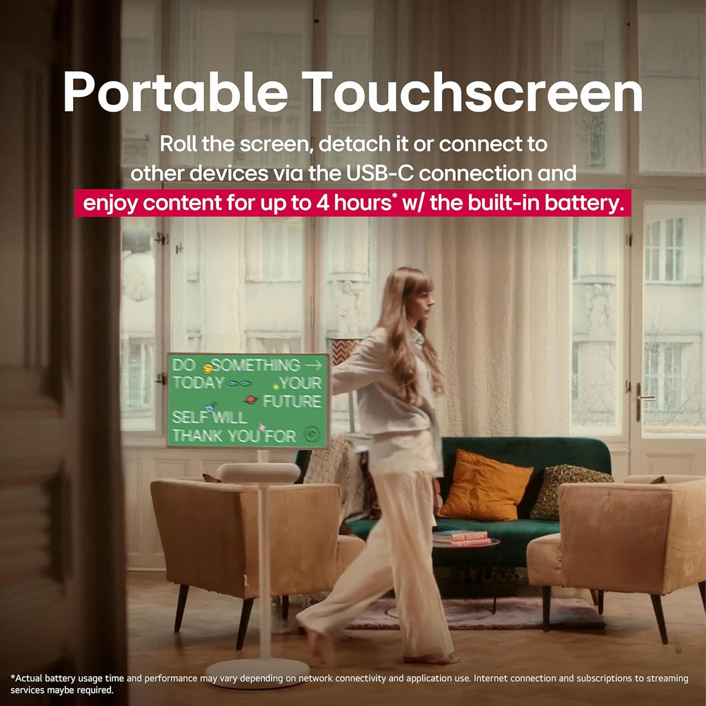 LG 27-Inch StanbyME 2 with Folio Cover  Portable Touch Screen  Dolby Vision  HDR10  Filmmaker Mode  Built-in Battery  Full Swivel Rotation (27LX6TYGA  2025)