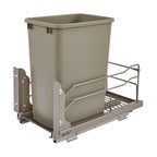 Rev-A-Shelf Pullout Trash Can for Under Kitchen Cabinets 35 Quart 8.75 Gallon with Soft-Close Slides and Rear Storage, Champagne, 53WC-1535SCDM-112