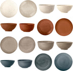 Sango Siterra Painter's Palette 16-Piece Stoneware Dinnerware Set - Service for 4, Ceramic Plates and Bowls Sets, Chip Resistant, Rustic Dishware, Microwave & Dishwasher Safe Kitchen Dishes