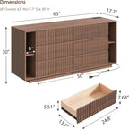 Whalefall 63'' Fluted 6 Drawer Dresser with Shelves, Large Chest of Drawers for Bedroom, Wood Closet Storage Organizer, Modern TV Stand for Living Room, Walnut