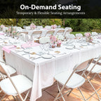 Our Modern Space 10 Pack Foldable Plastic Chair | Folding & Stackable | 350 lbs Capacity Steel Frame Seats for Indoor Outdoor | Commercial Use Events Wedding Party Bulk Picnic Kitchen Dining - White