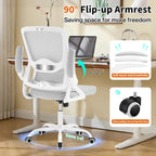 Ergonomic Office Chair,Mesh Office Chair with Lumbar Support,Mid Back Desk Chair with Flip-up Arms,400 lbs Comfy Computer Chair for Home Office (Light Grey)