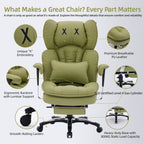 Efomao Big and Tall Office Chair with Footrest – High Back Computer Chair with Adjustable Armrests .Executive Office Chair with Wide Seat, Modern Desk Chair for Home Office, Gaming, or Study, Green