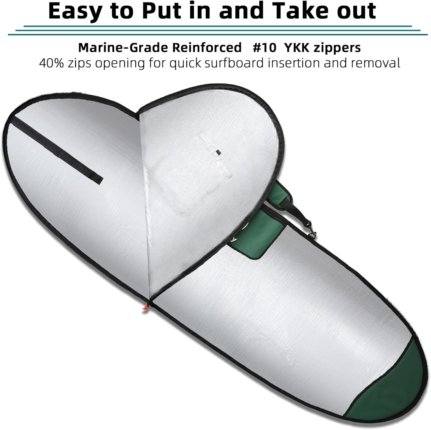 Surfboard Bag Longboard Bag Day Bag for 6'0,6'6,7'0,7'6,8'0,9'6,10'0 Surf Hybrid Fish ShortBoard w/Fin Slot and Padded Shoulder Strap,Easy Access Surf Bag Protect Board for Daily Local Road Short Trip