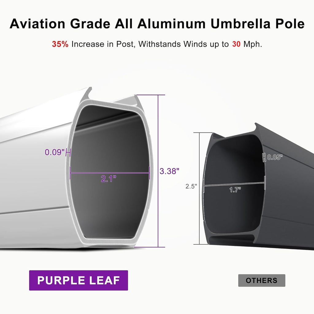 PURPLE LEAF 11 Feet Patio Umbrella Outdoor Round Umbrella Large Cantilever Umbrella Windproof Offset Heavy Duty Sun for Garden Deck Pool Patio, Navy Blue