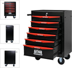 6 Drawers Rolling Tool Box, Tool Cart with 7 Tool Storage Boxes, Multifunctional Tool Chest with Wheels, Lockable Tool Trolley Organizer for Garage Workshop Warehouse Repair Shop, Black+Red