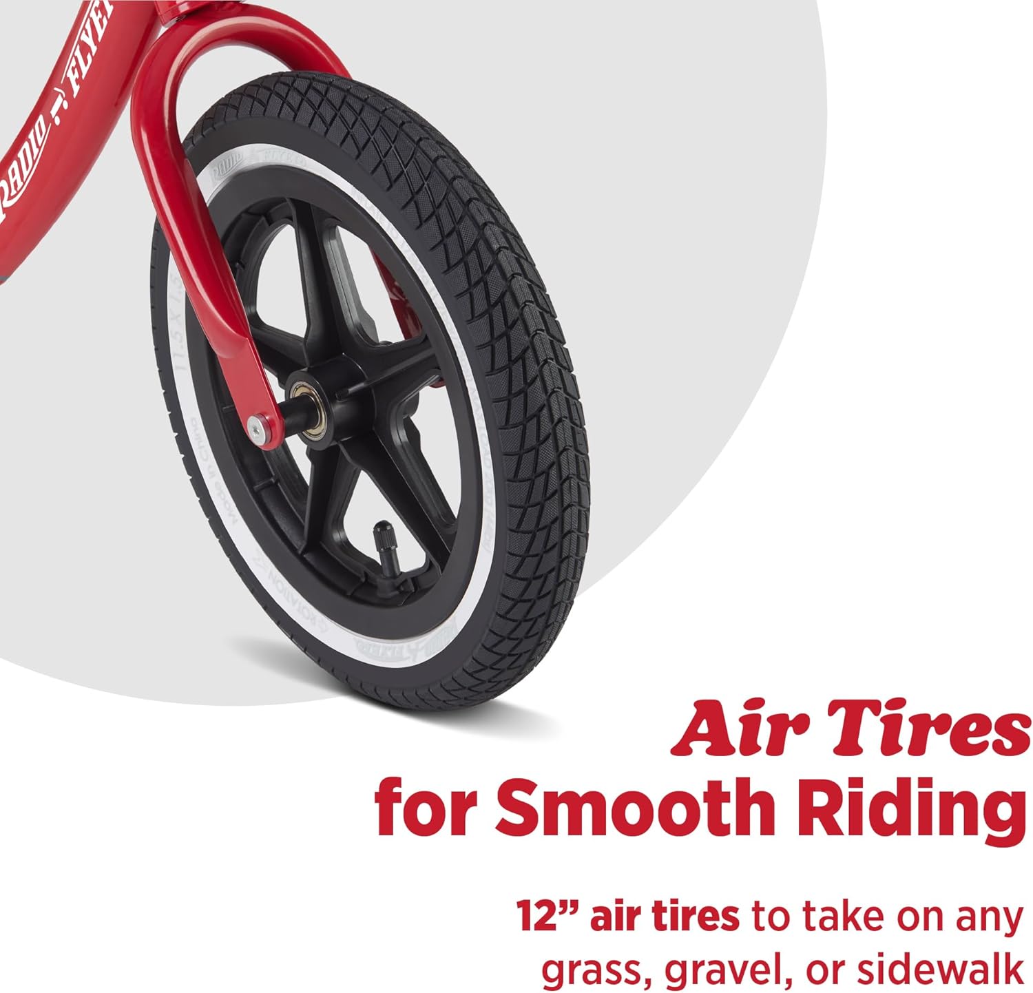 Radio Flyer Air Ride Balance Bike, Red, for Kids Ages 1.5-5, Pedal Free for Quick Learning, Rubber Air Tires, Adjustable Seat, Foot Rest, Ringing Bell, Kid & Toddler Balance Bikes (Amazon Exclusive)