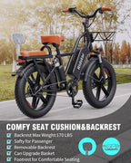 Bopzin 1000W Electric Bike for Adults 48V 15Ah Removable Battery Ebike 20" x 4.0 - 1000W