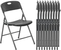 DUMOS 10 Pack Folding Chairs Heavy Duty - Plastic Stackable Portable Dining Chairs Set, Wedding, Party, Patio, Garden, for Indoor Outdoor, for Home and Office, Conference, Black